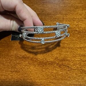 Cookie Lee Silver Bracelet with Sparkling Accents